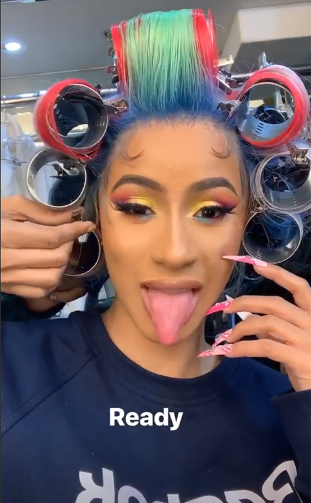 Cardi B Rocks Rainbow Hairstyle See Her Most Over The Top Looks